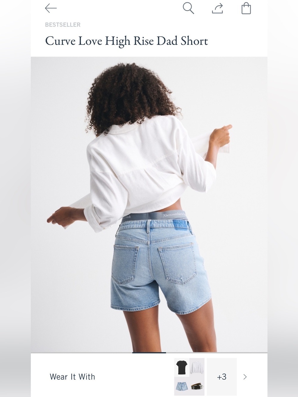 Abercrombie & Fitch Light Blue High-Rise Dad Shorts - Picture 2 of 5